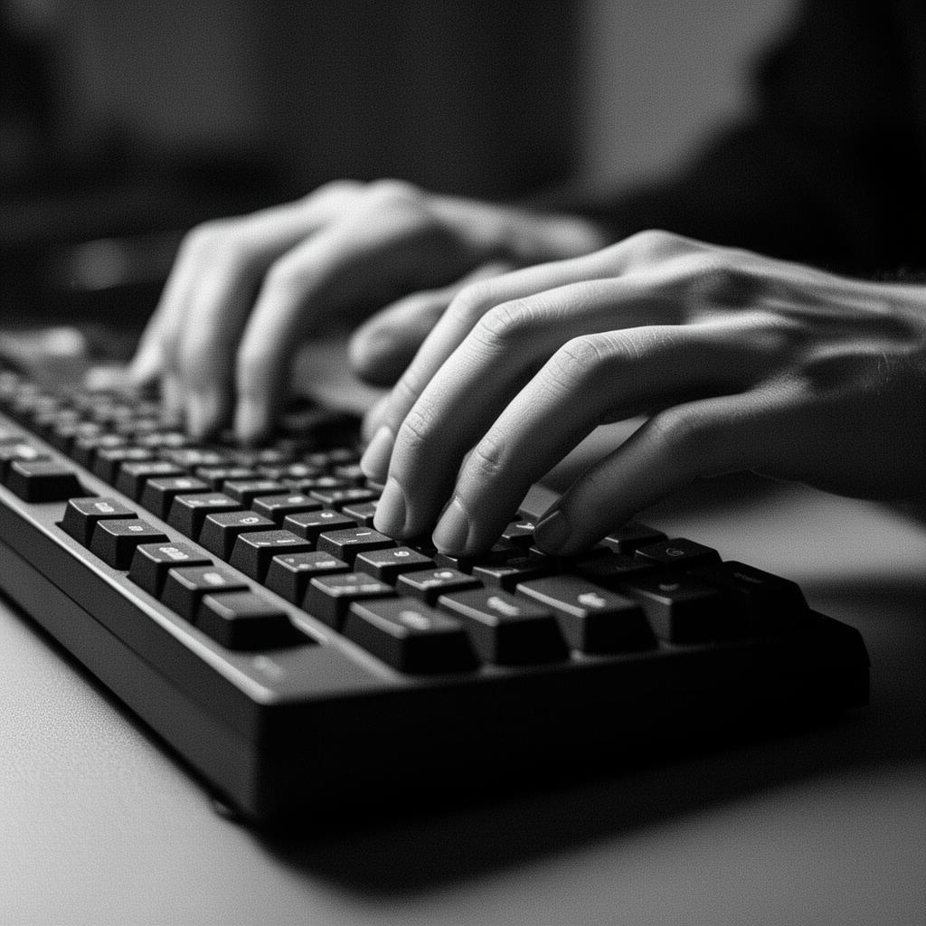 Founder typing on a keyboard